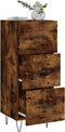 vidaXL - Dressoir - 34,5x34x90 - cm - bewerkt - hout - gerookt - eiken