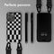 Selencia Hoesje Geschikt voor iPhone 15 Pro Max Hoesje Met Koord - Selencia Siliconen design hoesje met afneembaar koord - Zwart / Irregular Check Black