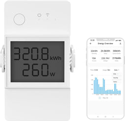 WiFi Connected Switch met energieverbruiksmeting, 16A/4000W High Power Wireless Switch, Wattmeter Compatibel met Amazon Alexa/Google Home, LCD-scherm