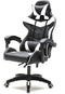VDD Gaming - Game stoel - Gaming - Bureaustoel - Met Nekkussen & Verstelbaar Rugkussen -Silicone Game Stoel - Draaistoel - Zwart/ Grijs