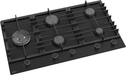 Wiggo WH-G934RR(B) - Inbouw gaskookplaat - 5 kookzones - 90cm - 5 jaar garantie - Zwart