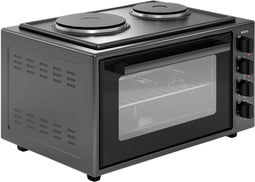 Wiggo WMO-E4562H(B) - Vrijstaande Mini Oven met kookplaat - Electrisch - 60 CM - 45 liter - 3534 W - 5 Jaar Garantie - Zwart