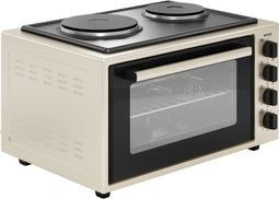 Wiggo WMO-E4562H(C) - Vrijstaande Mini Oven met kookplaat - Electrisch - 60 CM - 45 liter - 3534 W - 5 Jaar Garantie - Creme