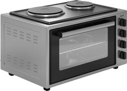 Wiggo WMO-E4562H(G) - Vrijstaande Mini Oven met kookplaat - Electrisch - 60 CM - 45 liter - 3534 W - 5 Jaar Garantie - Roestvrijstaal