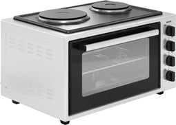 Wiggo WMO-E4562H(W) - Vrijstaande Mini Oven met kookplaat - Electrisch - 60 CM - 45 liter - 3534 W - 5 Jaar Garantie - Wit