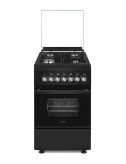 Wiggo WO-E505R(BB) - Serie 5 - 50 cm - Gasfornuis met oven - Zwart