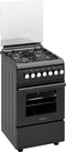 Wiggo WO-E505R(BB) - Serie 5 - 50 cm - Gasfornuis met oven - Zwart
