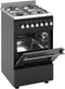 Wiggo WO-E505R(BX) - Serie 5 - 50 cm - Gasfornuis met oven - Zwart Rvs