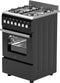 Wiggo WO-E505R(BX) - Serie 5 - 50 cm - Gasfornuis met oven - Zwart Rvs