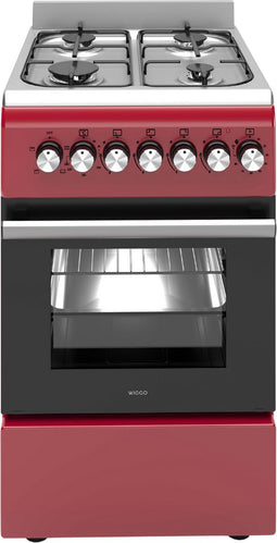 Wiggo WO-E505R(RX) - Serie 5 - 50 cm - Gasfornuis - Rood Rvs