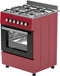 Wiggo WO-E603R(RX) - Serie 3 - 60 cm - Gasfornuis - Rood Rvs