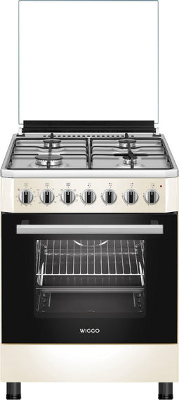 Wiggo WO-E605R(CX) - Serie 5 - 60 cm - Gasfornuis - Créme Rvs