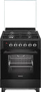 Wiggo WO-E609R(BB) - Serie 9 - 60 cm - Gasfornuis - Zwart