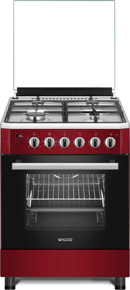 Wiggo WO-E609R(RX) - Serie 9 - 60 cm - Gasfornuis - Rood Rvs