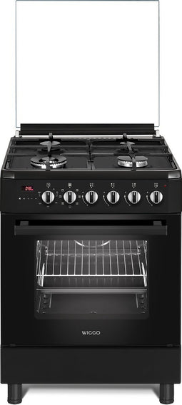 Wiggo WO-E639R(BB) - Serie 9 - 60 cm - Gasfornuis - Wok - Zwart