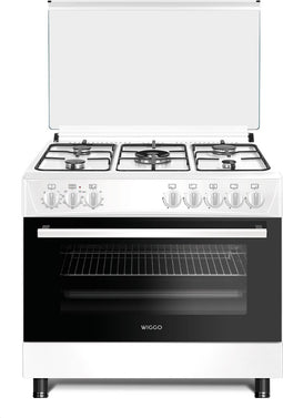 Wiggo WO-E905R(WW) - Serie 5 - 90 cm - 5 kookzones - Gasfornuis - Wit