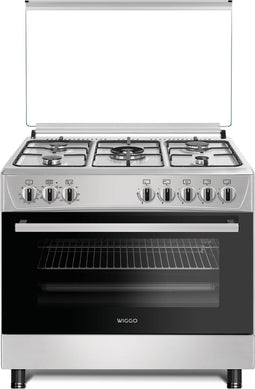 Wiggo WO-E905R(XX) - Serie 5 - 90 cm - 5 kookzones - Gasfornuis - Rvs