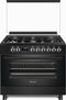 Wiggo WO-E969R(BB) - Serie 9 - 90 cm - Gasfornuis - 6 kookzones - Zwart