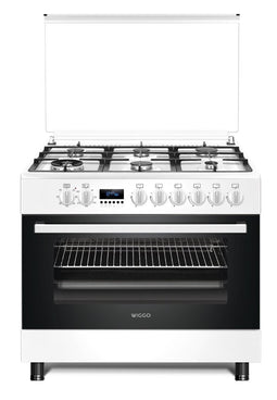 Wiggo WO-E969R(WW) - Serie 9 - 90 cm - Gasfornuis - 6 kookzones - Wit