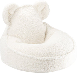 Wigiwama Zitzak Bear - Cream white - beanbag teddy - uitwasbare hoes - fluffy zitzak knuffelen - zitzak kinderen - kinder zitzak