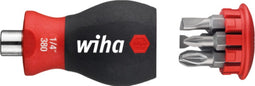 Wiha Schroevendraaier met bitmagazijn magnetisch sleufkop, Pozidriv met 6 bits, Stubby, 1/4 - 33764