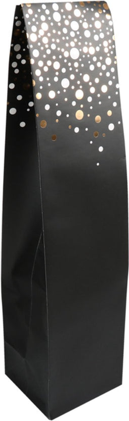 Wijnfleszak 1 fles 9.5x9.5x41cm party spot zwart-zilver-goud 25 stuks