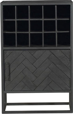 Wijnkast Daan - Wijnkast industrieel - Wijnkast mangohout - wijnkast 55x35x90