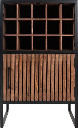 Wijnkast Loek 90 x 55 cm - Bruin Mangohout