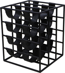 Wijnrek 12 flessen 32 x 33 x 40 cm Zwart metaal/Kunstleer