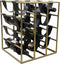Wijnrek 12 flessen - 33x32x40 - Antiek goud/Zwart - Metaal/Faux leder