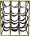Wijnrek 12 flessen - 33x32x40 - Antiek goud/Zwart - Metaal/Faux leder