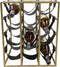 Wijnrek 12 flessen - 33x32x40 - Antiek goud/Zwart - Metaal/Faux leder
