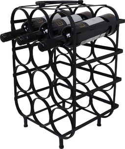 Wijnrek 12 flessen - 35x25x50 - Zwart - Metaal