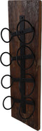 Wijnrek 4 flessen - 20x14x65 - Bruin/zwart - Oud hout/metaal