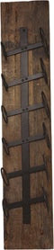 Wijnrek 6 flessen - 20x13x100 - Bruin/zwart - Oud hout/metaal