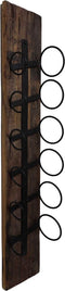 Wijnrek 6 flessen - 20x13x100 - Bruin/zwart - Oud hout/metaal