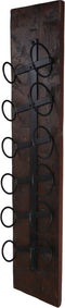 Wijnrek 6 flessen - 20x13x100 - Bruin/zwart - Oud hout/metaal