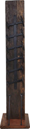 Wijnrek 6 flessen - 30x30x120 - Donkerbruin/zwart - Oud hout/metaal