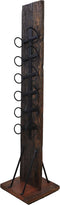 Wijnrek 6 flessen - 30x30x120 - Donkerbruin/zwart - Oud hout/metaal