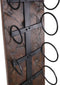 Wijnrek 6 flessen - 30x30x120 - Donkerbruin/zwart - Oud hout/metaal