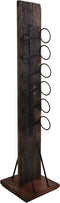 Wijnrek 6 flessen - 30x30x120 - Donkerbruin/zwart - Oud hout/metaal