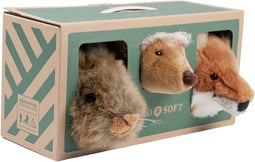 Wild and Soft Mini Bosdieren Set van 3 Dierenkoppen Vos Egel Haas