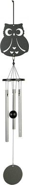 Windgong - Outdoor - Windmobiel - Windorgel - Uil - 35cm - Staal - Zwart - Zilver