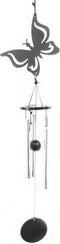 Windgong - Outdoor - Windmobiel - Windorgel - Vlinder - 35cm - Staal - Zwart - Zilver
