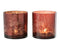 windlicht bloemen glas bordeaux/antiek bordeaux large assortiment van 2