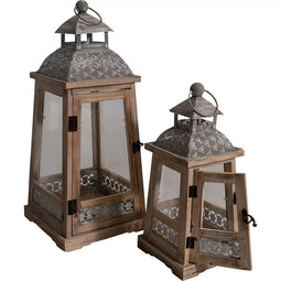 Windlicht Letland hout- Set