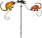 Windspinner Kameleon op een stok á 130cm, Metaal, Tuinbeeld, Art Bizniz, BW24598, Multi Color, Ø 66 cm