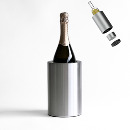 Wine cooler Bottle cover - Bottle cooler with 6 hours of Active Cooling - Silver