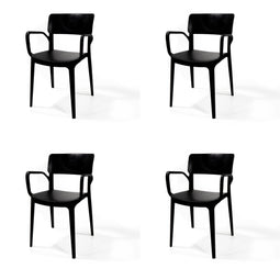 Wing Stapelstoel met armleuning zwart - SET VAN 4