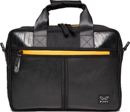 Wings Elegant Eagle - stoere en stevige 16 inch laptoptas van autoband - met gele ritsen